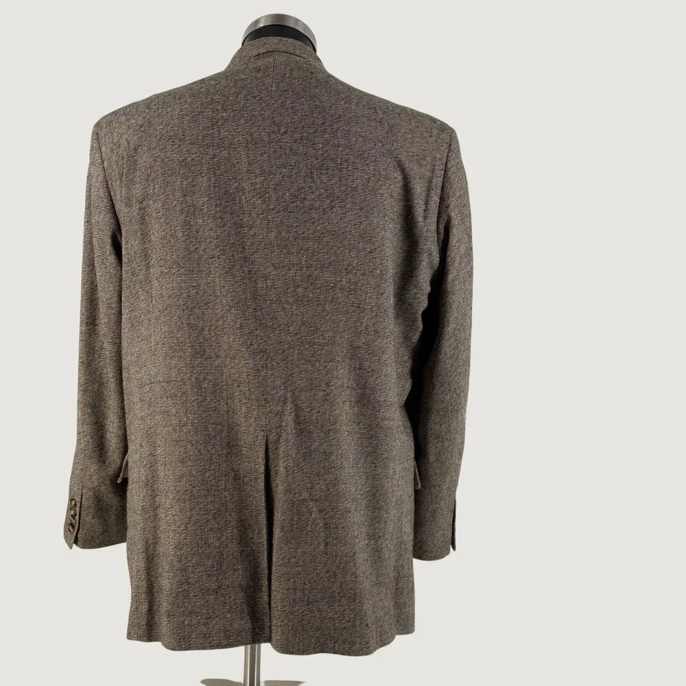 TravelSmith Blazer Mens 42R Brown 100% Silk Two Button Textured Sport Coat 8861